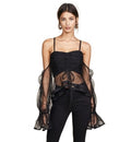 Black Polka Dot Mesh Crop Top - Velvet Violence