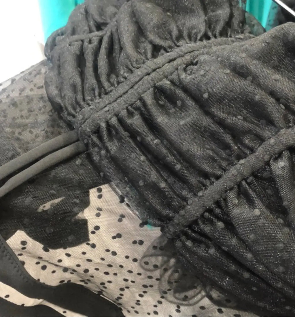 Black Polka Dot Mesh Crop Top - Velvet Violence