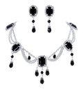 Jet Octagon and Oval Necklace and Earring Set #12682-0