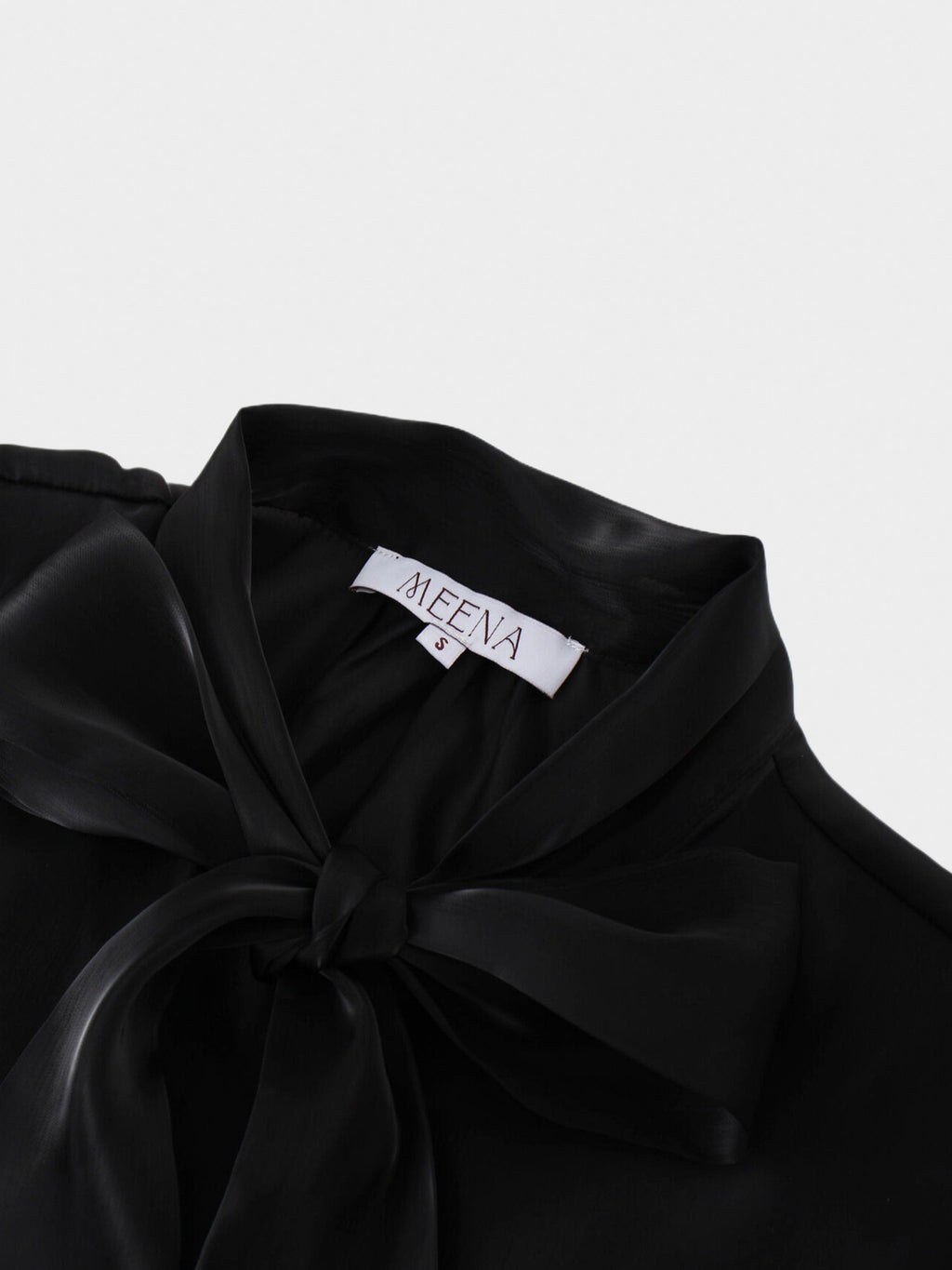 Shimmer Tie Blouse-Black MEENA