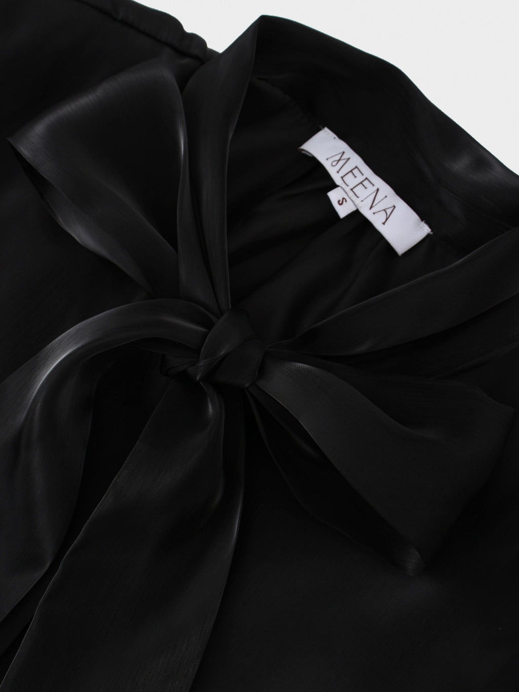Shimmer Tie Blouse-Black MEENA