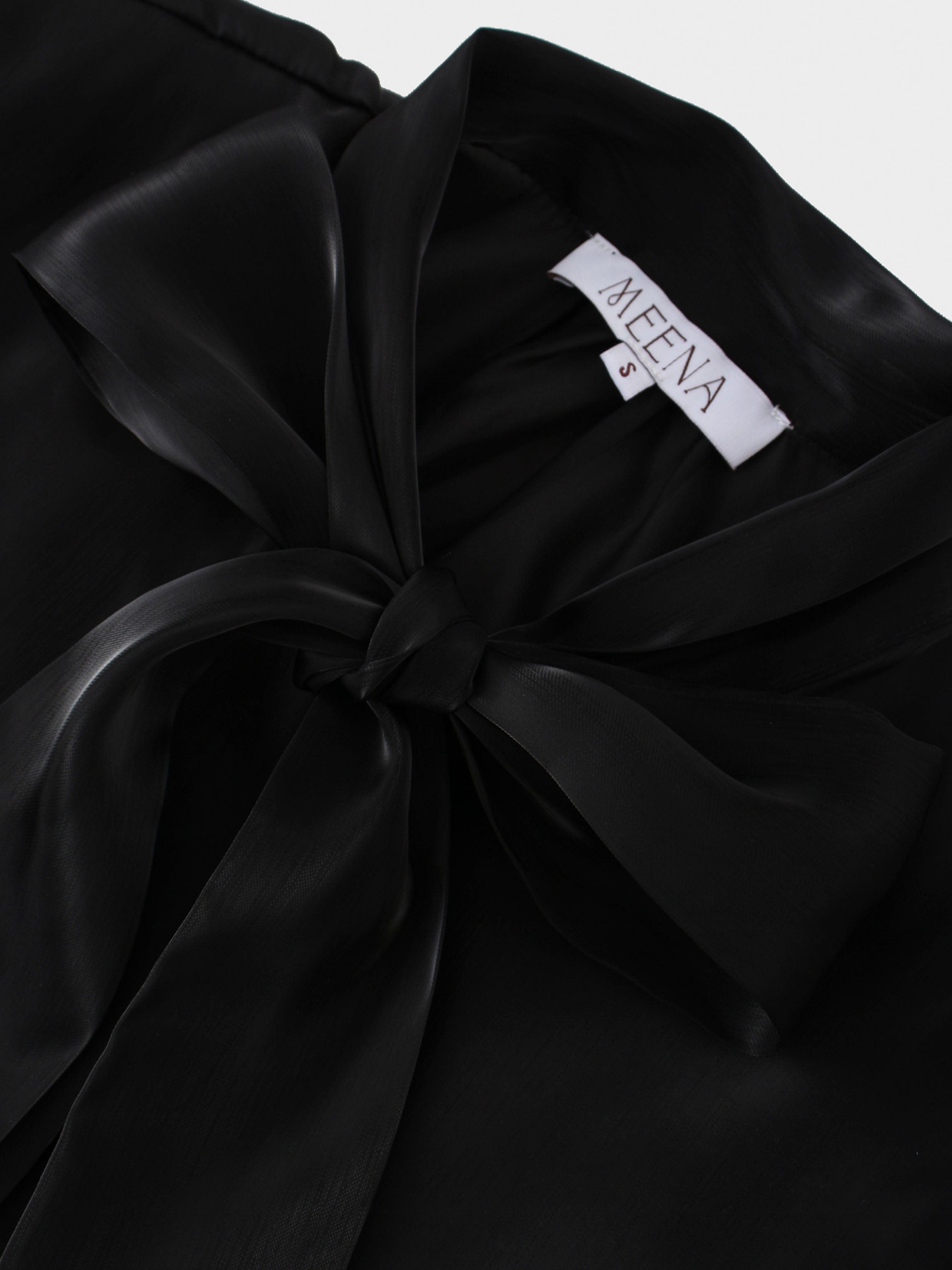 Shimmer Tie Blouse-Black MEENA