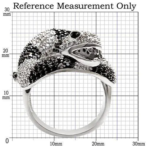 Coiled Serpent Black & White CZ Gothic Statement Ring