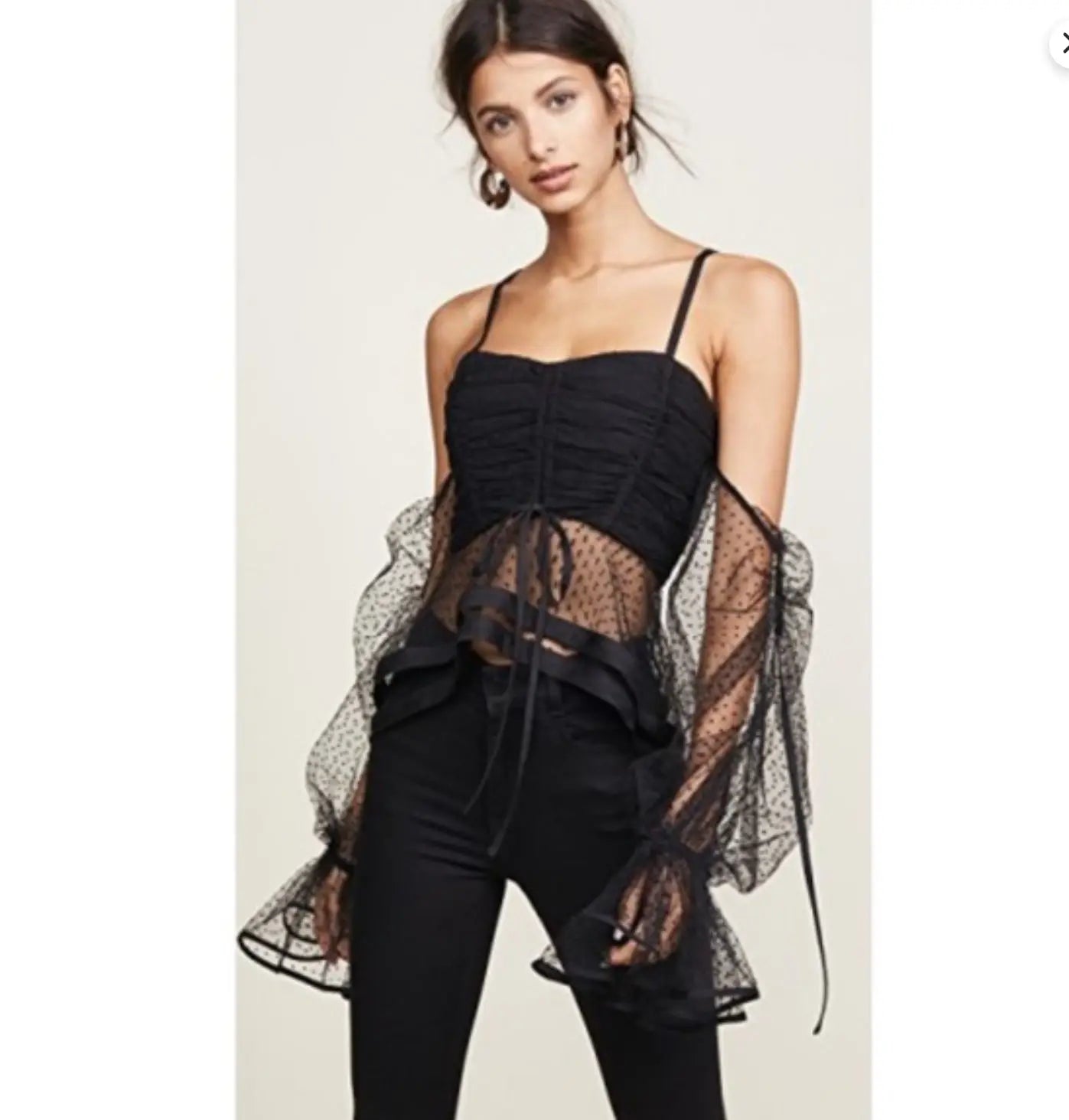 Black Polka Dot Mesh Crop Top - Velvet Violence