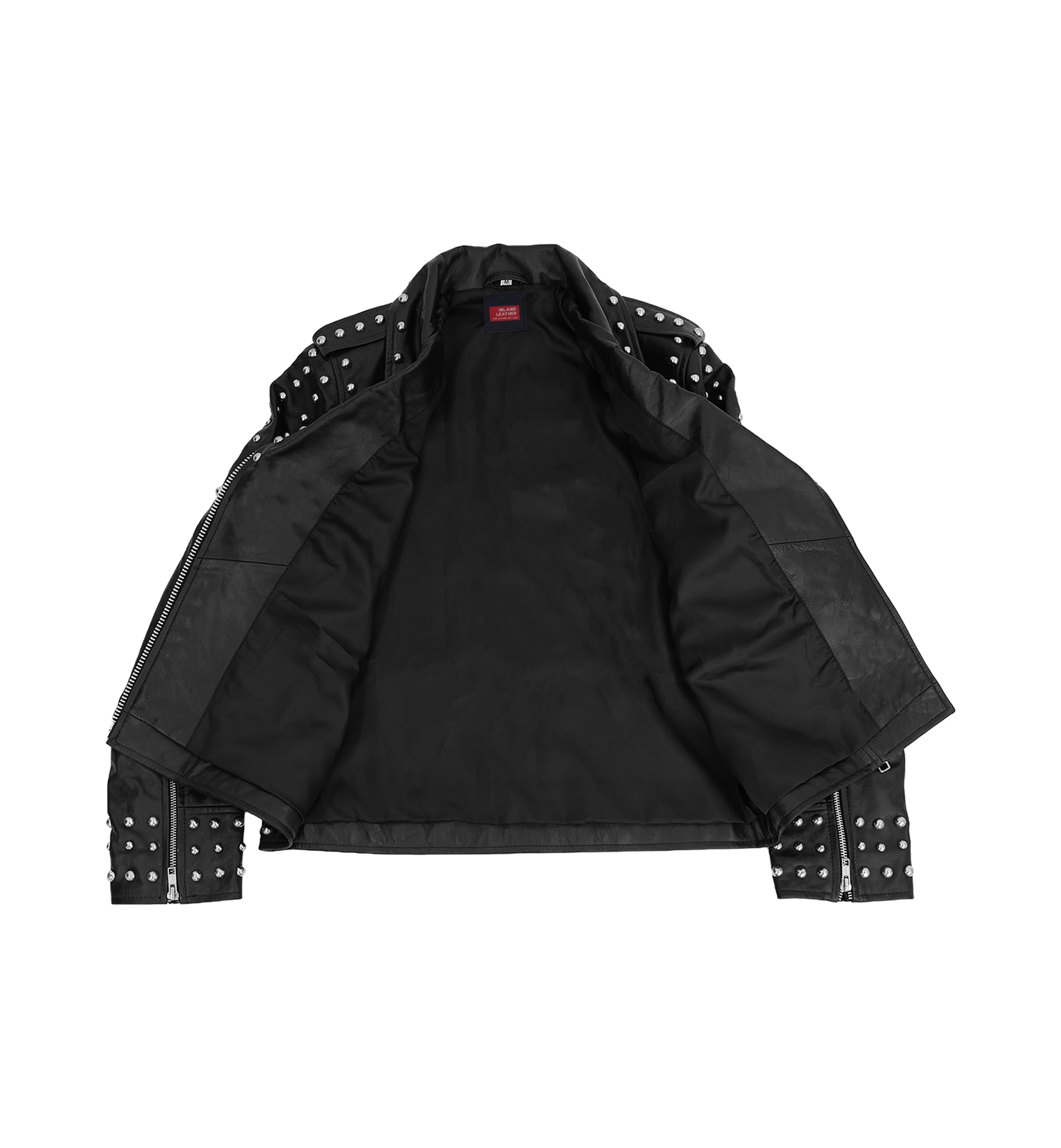 Studded Lambskin Leather Biker Jacket
