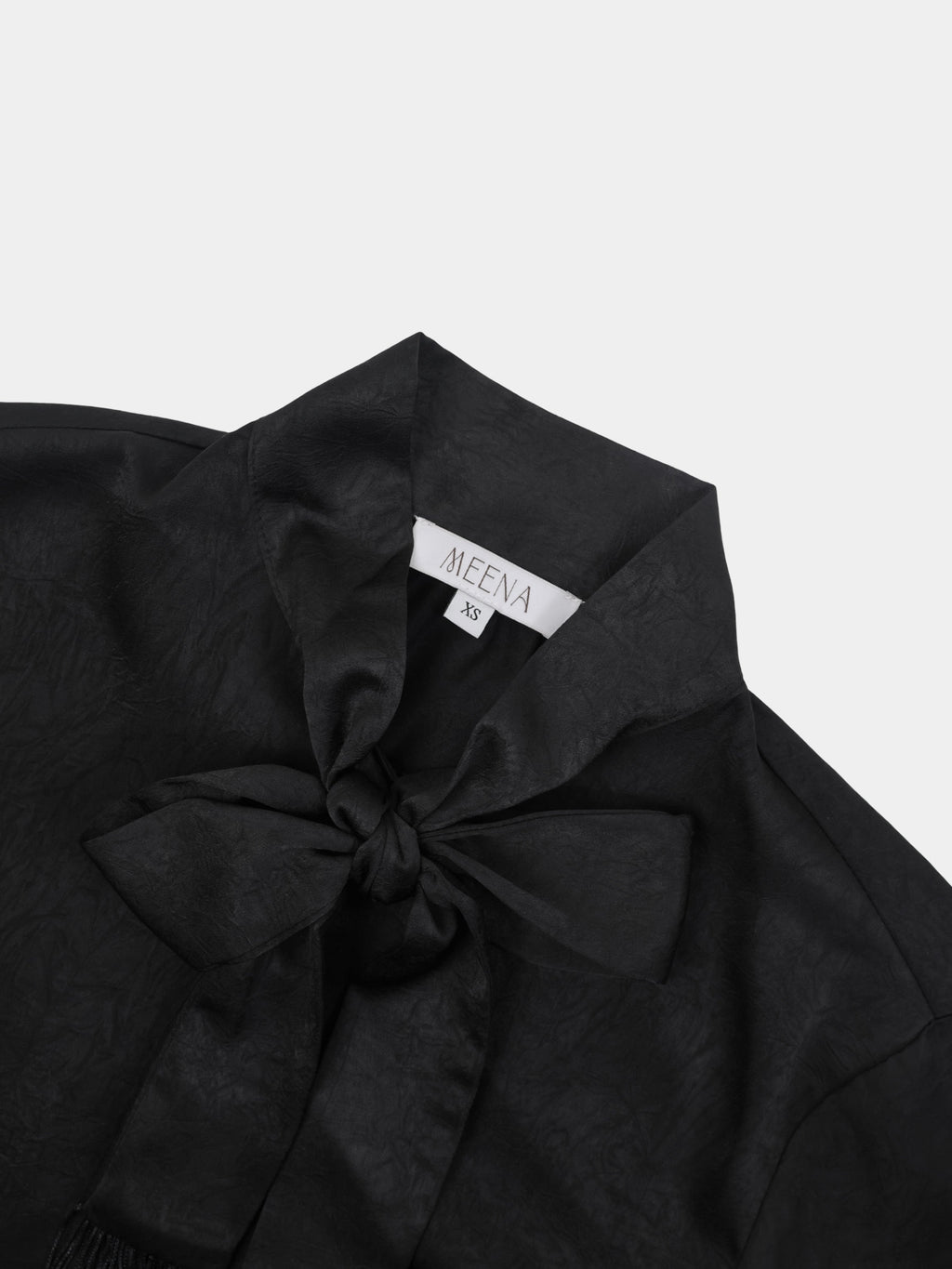 Fringe Bow Blouse in Black