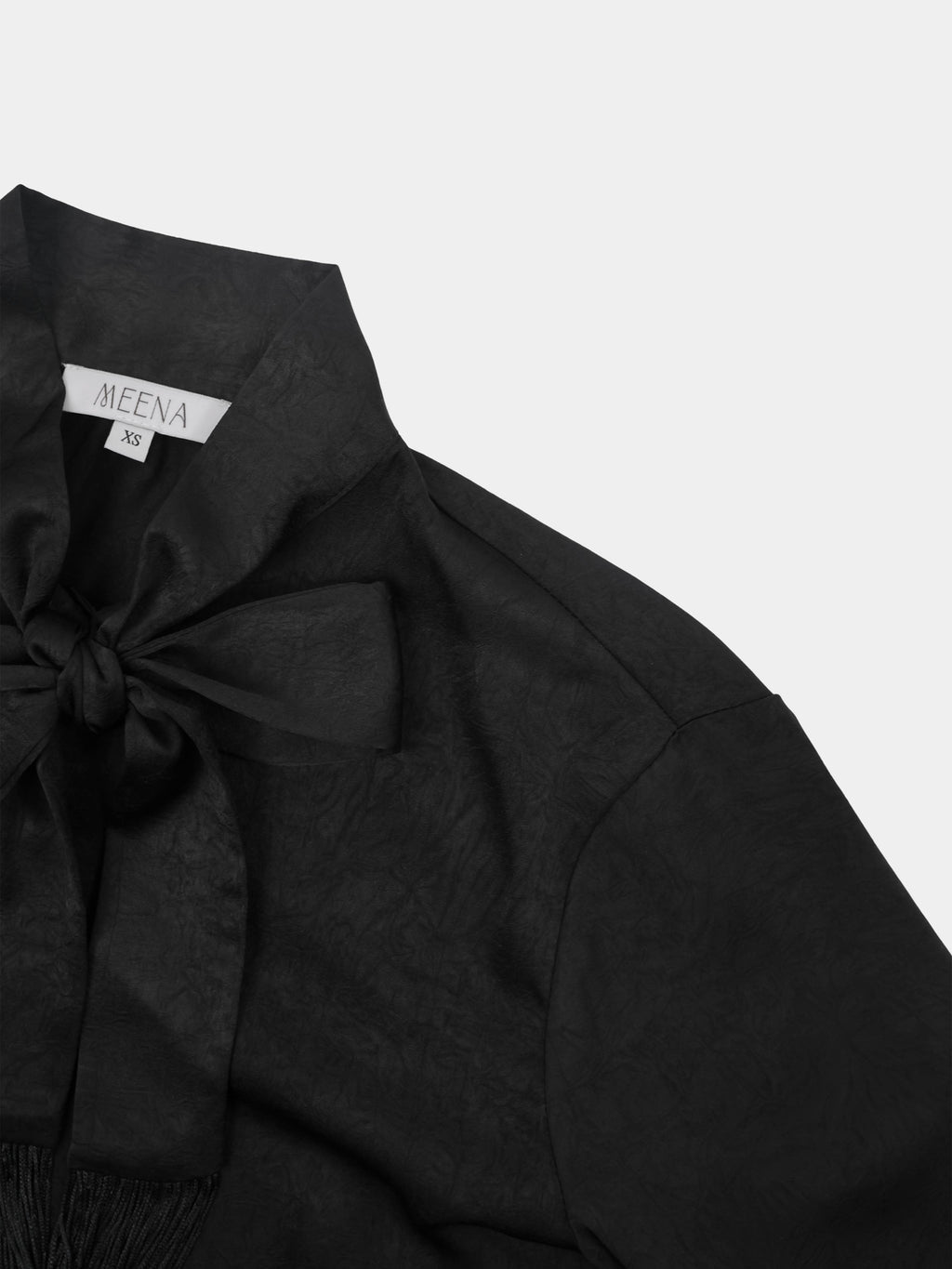 Fringe Bow Blouse in Black