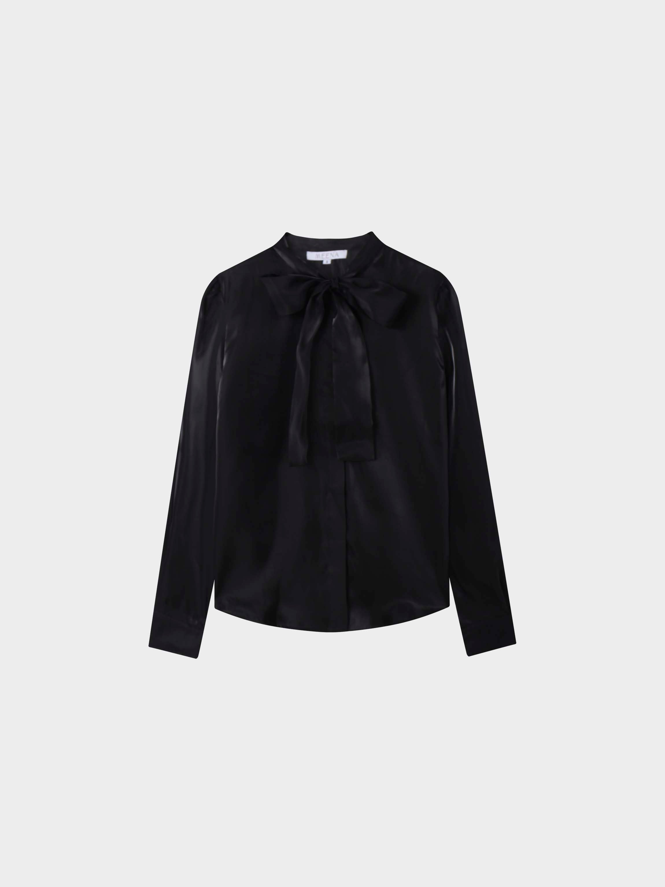 Shimmer Tie Blouse-Black MEENA
