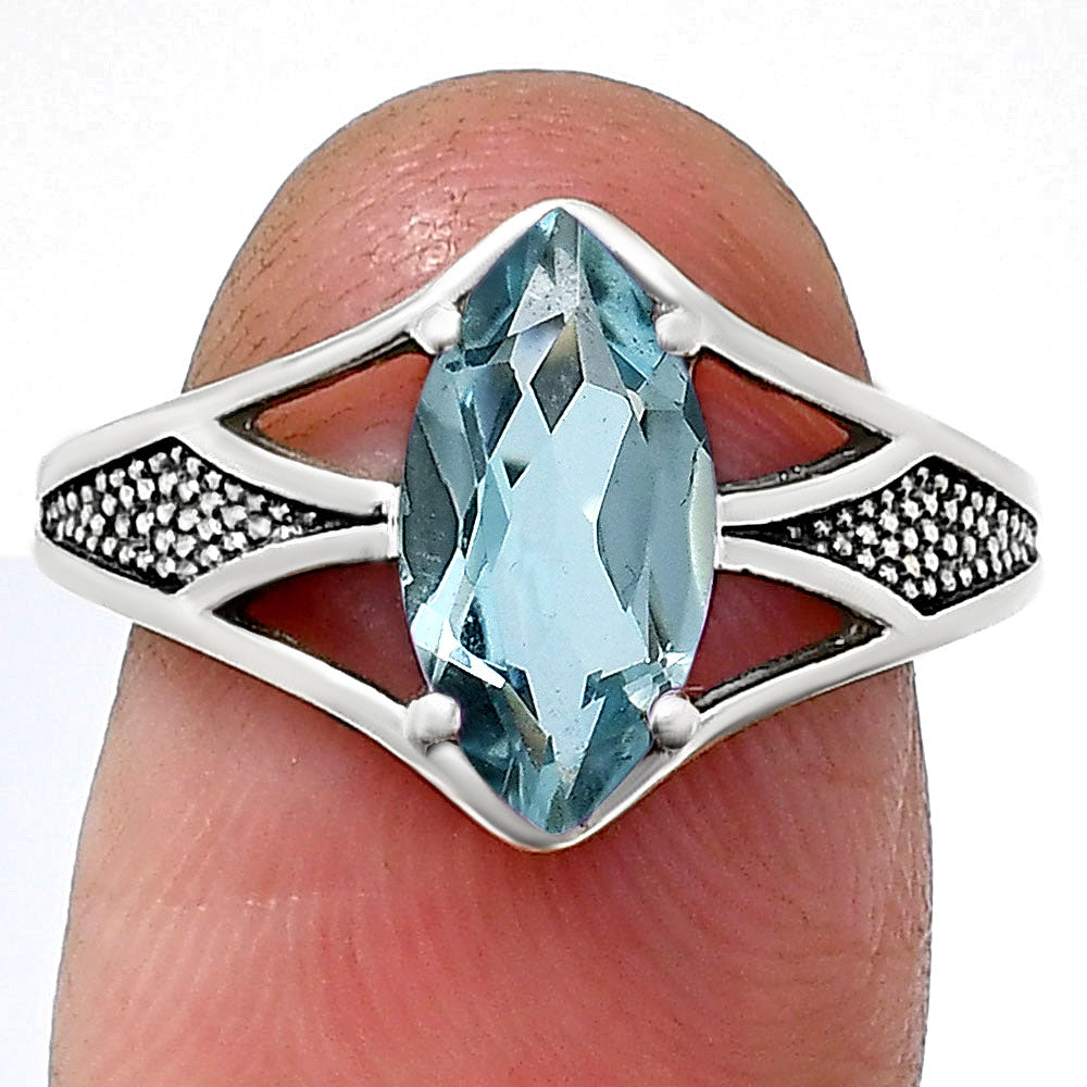 Marquise Cut Gemstone Sterling Silver Ring – Vintage Statement