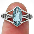 Marquise Cut Gemstone Sterling Silver Ring – Vintage Statement