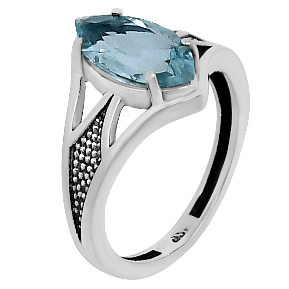 Marquise Cut Gemstone Sterling Silver Ring – Vintage Statement