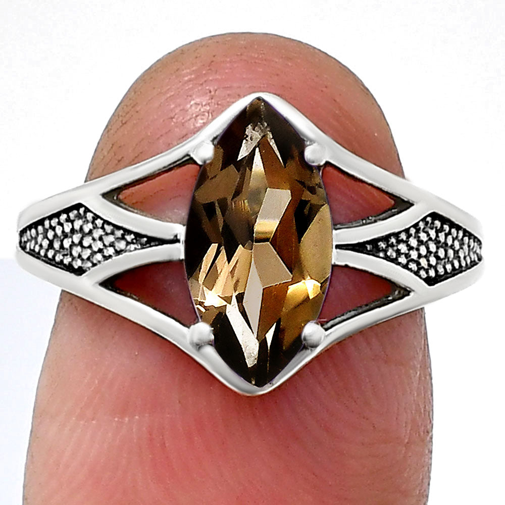 Marquise Cut Gemstone Sterling Silver Ring – Vintage Statement