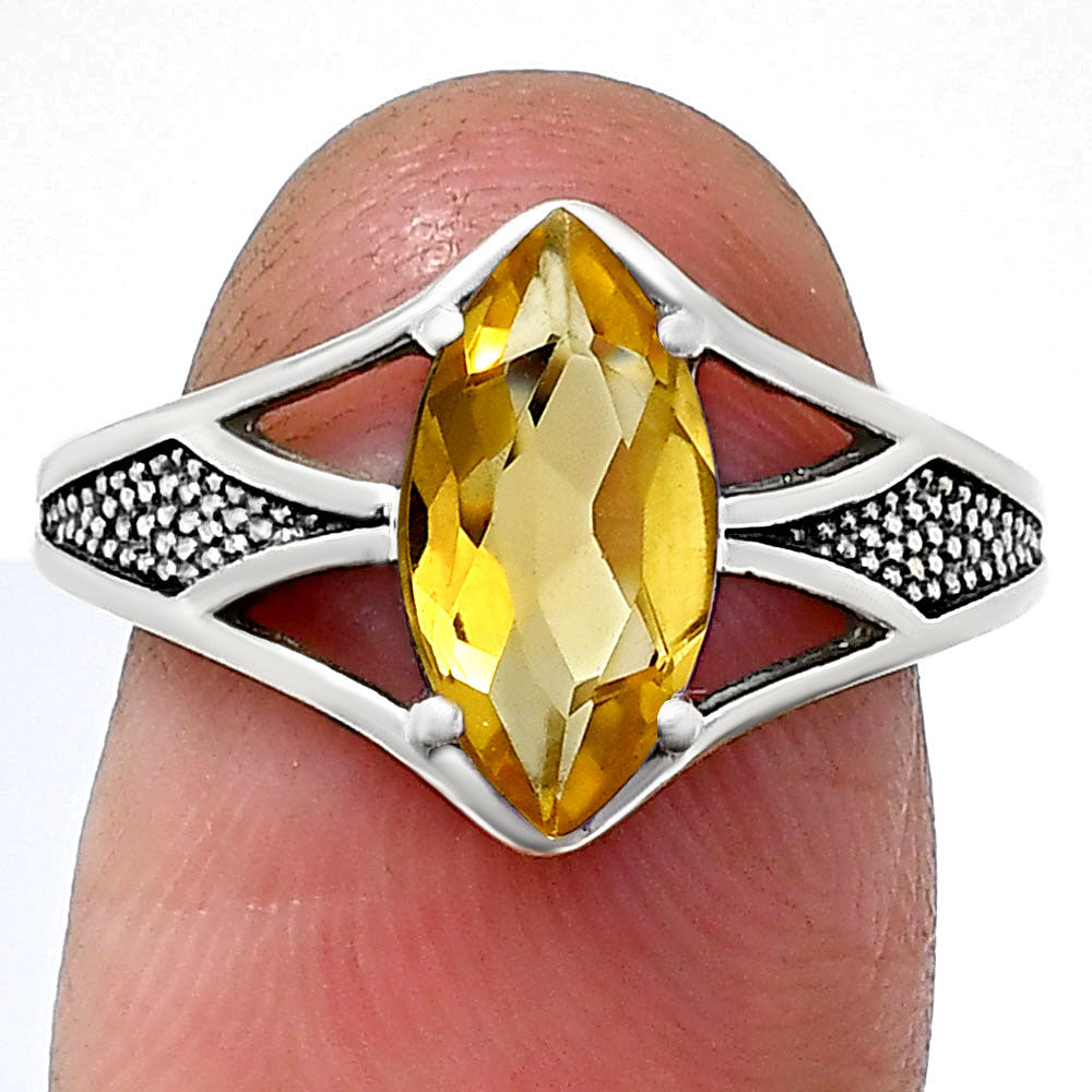 Marquise Cut Gemstone Sterling Silver Ring – Vintage Statement