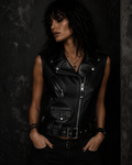 Women's Genuine Leather Biker Vest Riders Republic UK
