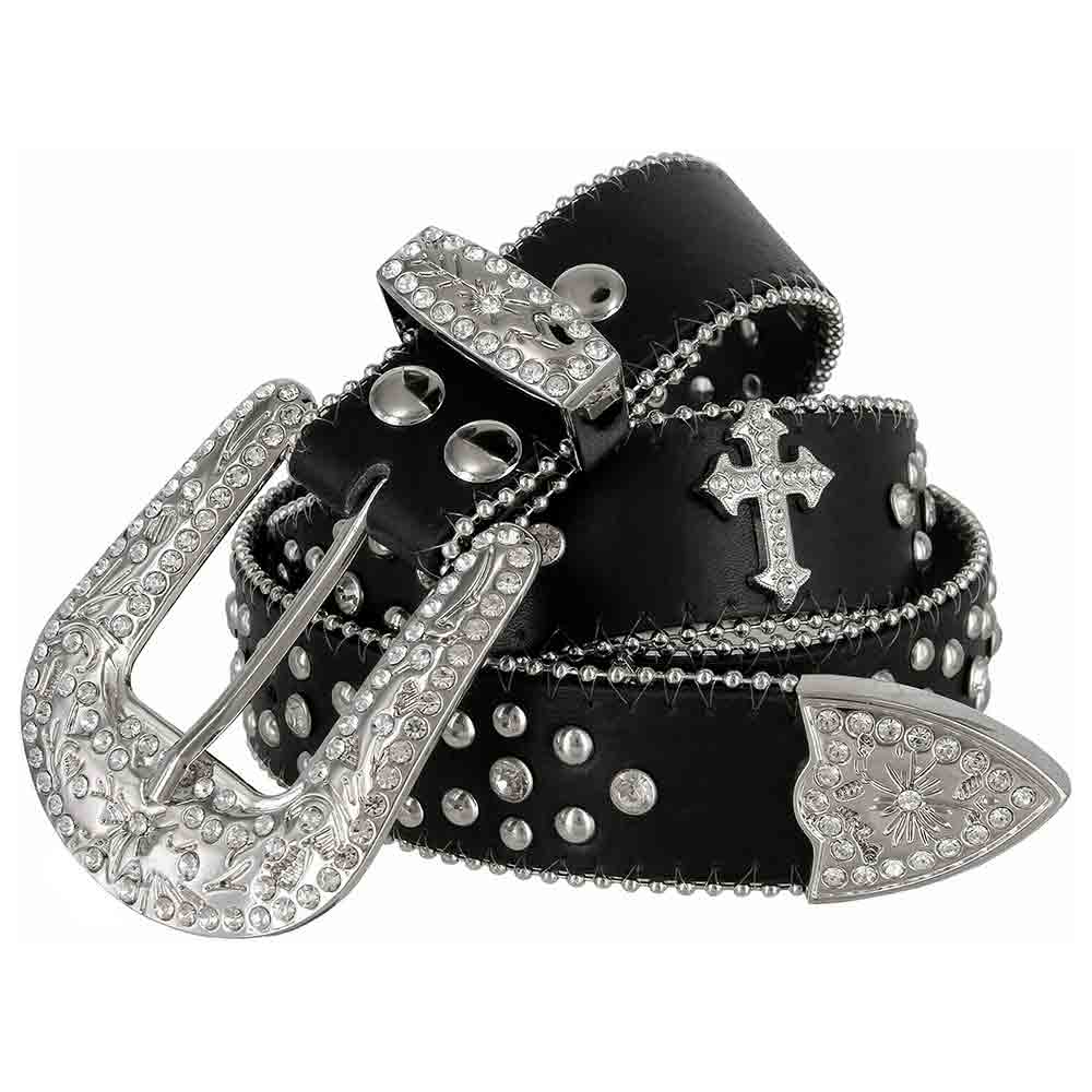 Black & White Cross Rhinestones Belt