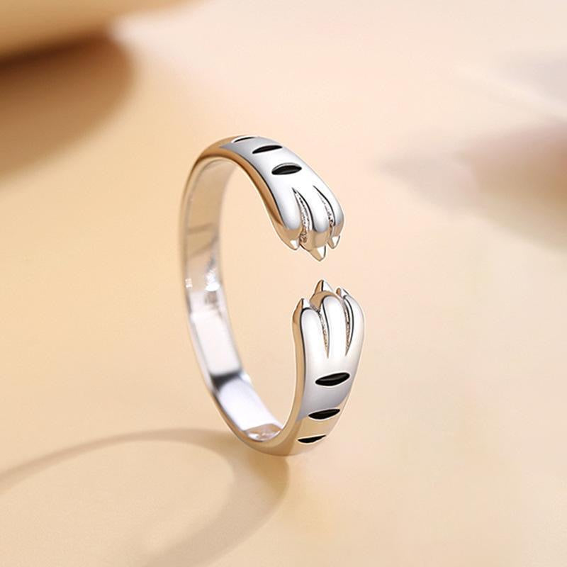 Cat Paw Adjustable Sterling Silver Ring