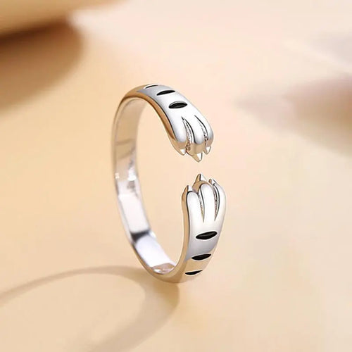 Cat Paw Adjustable Sterling Silver Ring Velvet Violence