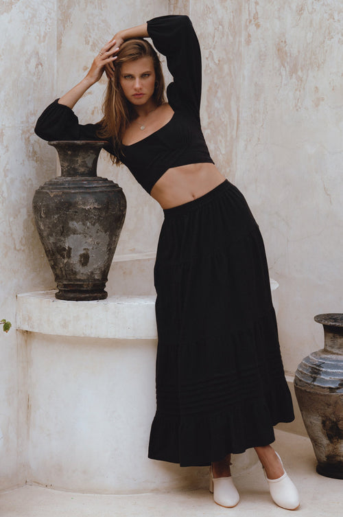 Helsa Long Sleeve Linen Top