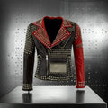 Gothic Studded Cowhide Leather Biker Jacket — Silver Studs - Velvet Violence
