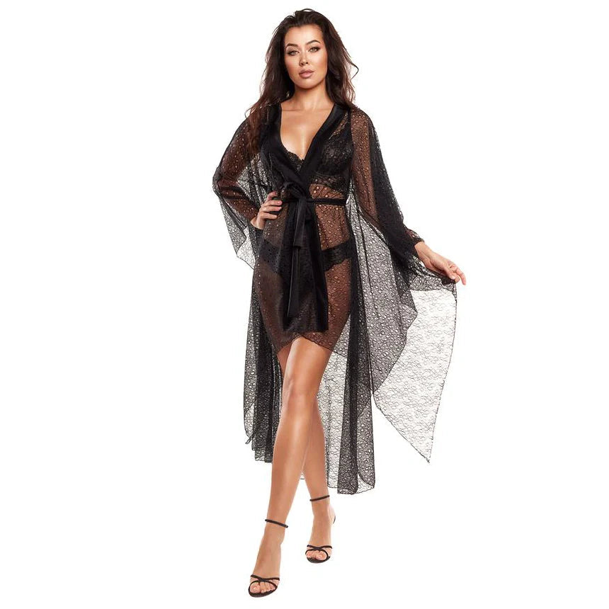 Sexy Sheer Lace Robe Axami Black Panther Axami Lingerie