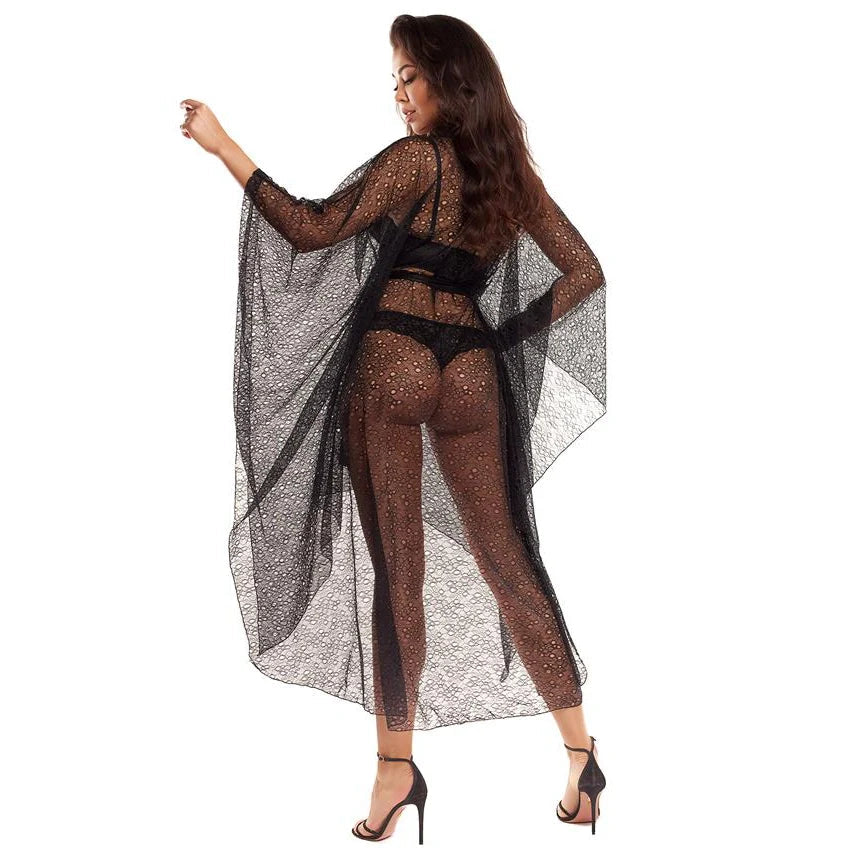 Sexy Sheer Lace Robe Axami Black Panther Axami Lingerie