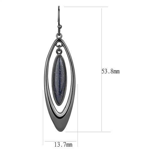 TK2577 - IP Light Black  (IP Gun) Stainless Steel Earrings with Blue Sand  in Montana Alamode