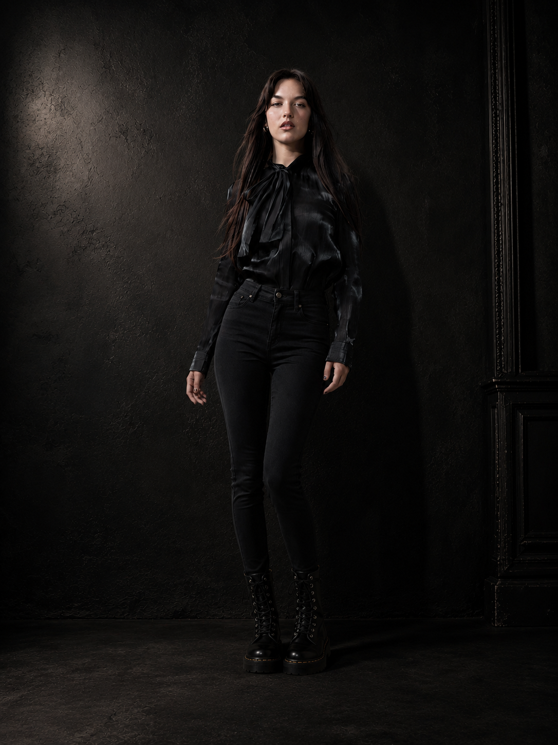 Shimmer Tie Blouse in Black MEENA