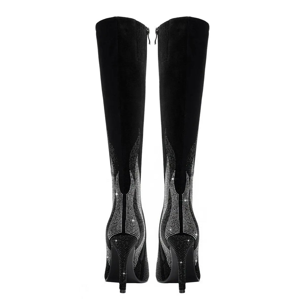 Silver Flame Knee-High Boots