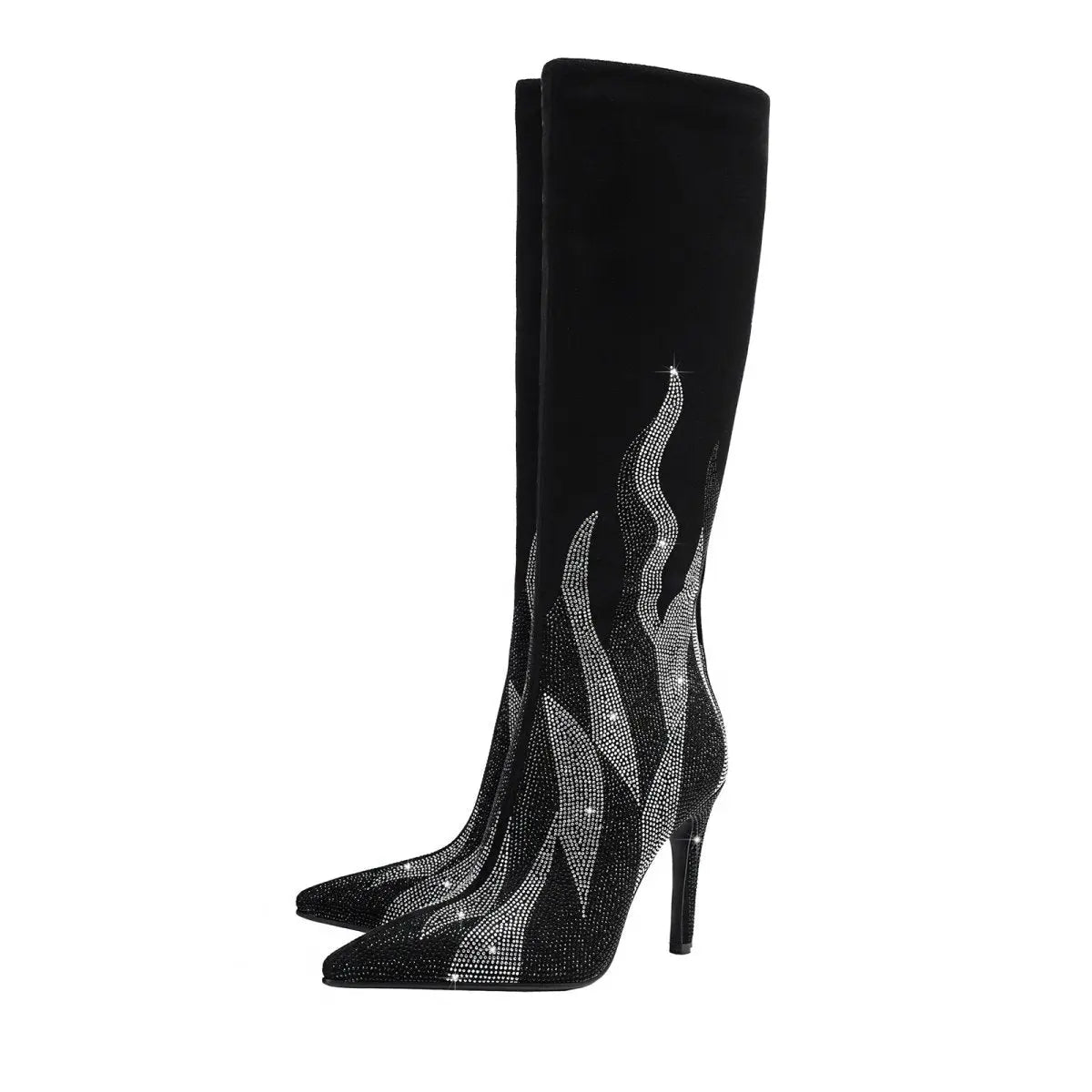 Silver Flame Knee-High Boots