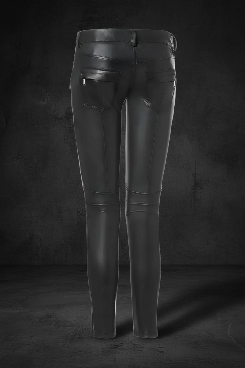 Black Lambskin Leather Pants Back