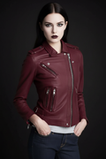 Burgundy Leather Jacket — Front with Head