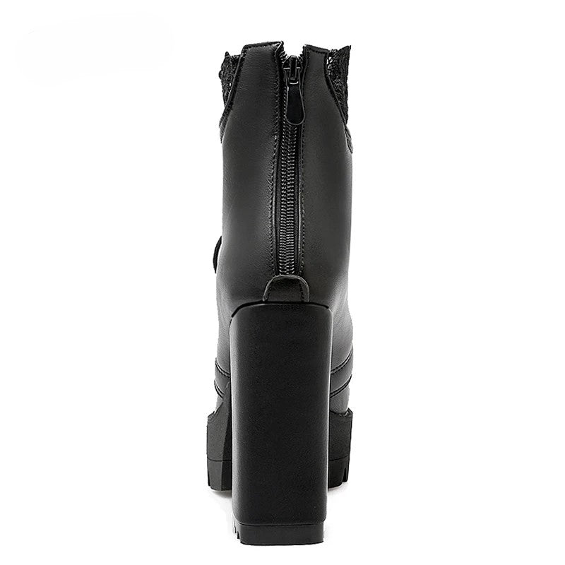 Dark Fae Gothic Lace Top High Heeled Boot Darkstorm