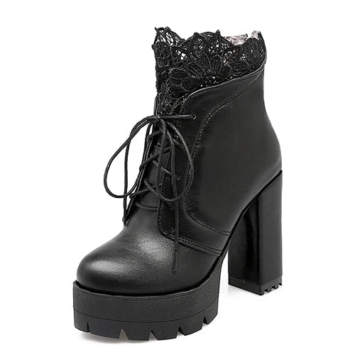 Dark Fae Gothic Lace Top High Heeled Boot Darkstorm