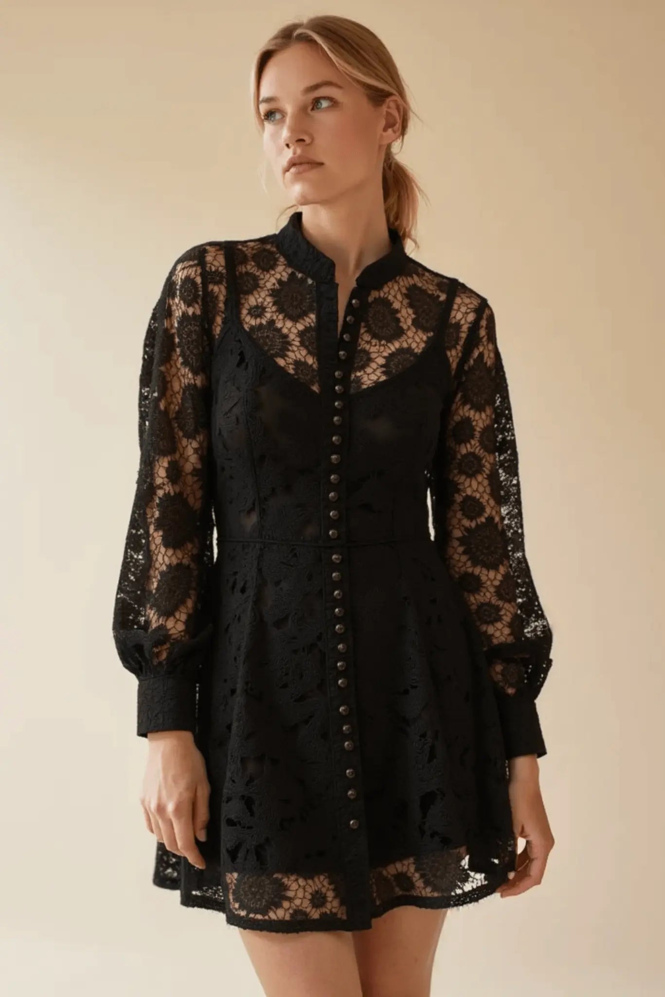 Liane Long Sleeve Mini Lace Dress - Velvet Violence