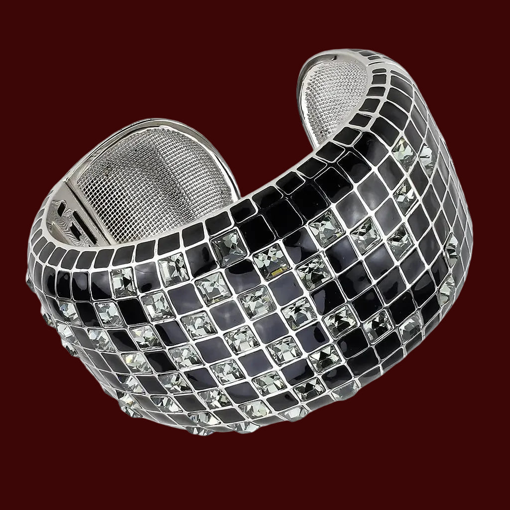 Black Diamond Crystal Rhodium Bangle