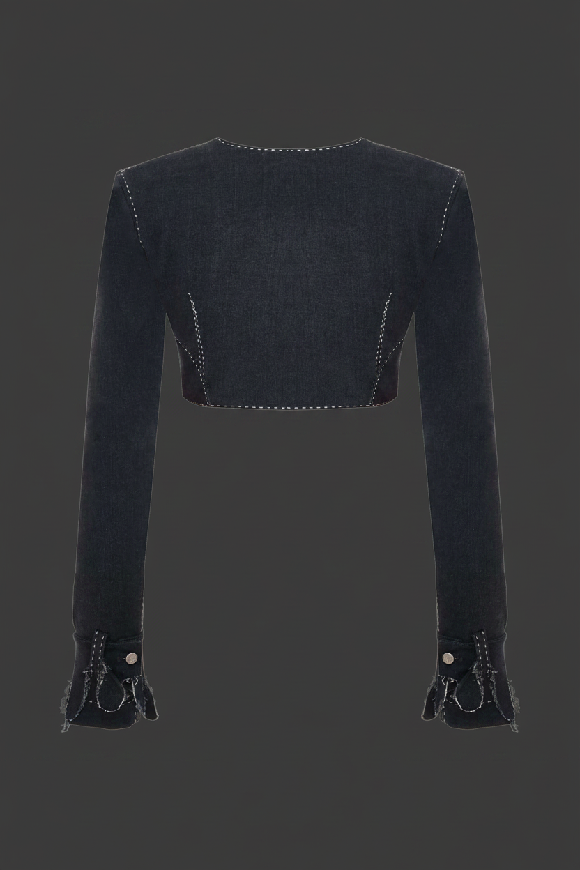 Luciano Cropped Bolero Jacket Back - Dark Background