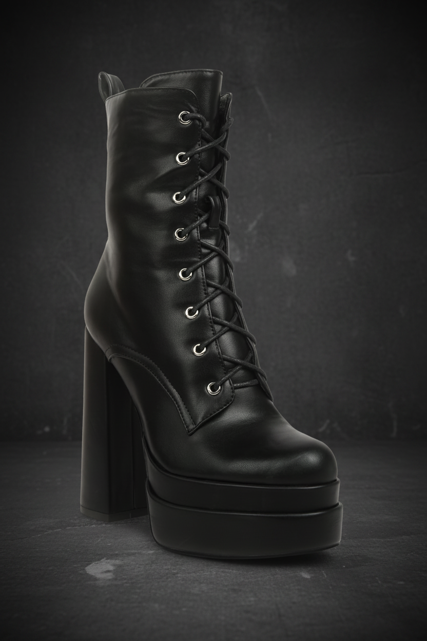 Meows Platform Boot Black – Dark Background