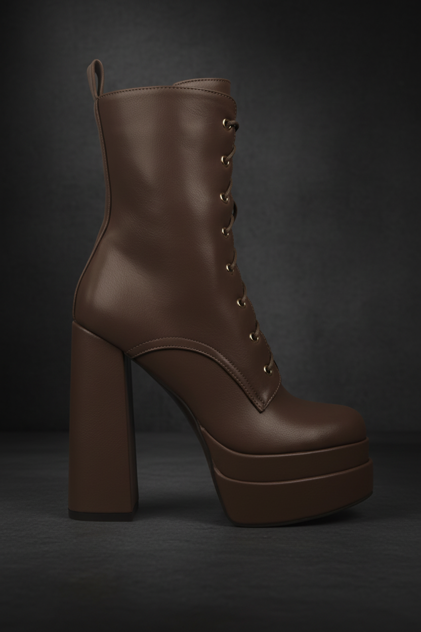 Meows Platform Boot Brown – Dark Background