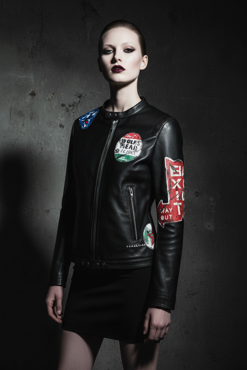 Printed Leather Jacket Full Length 2