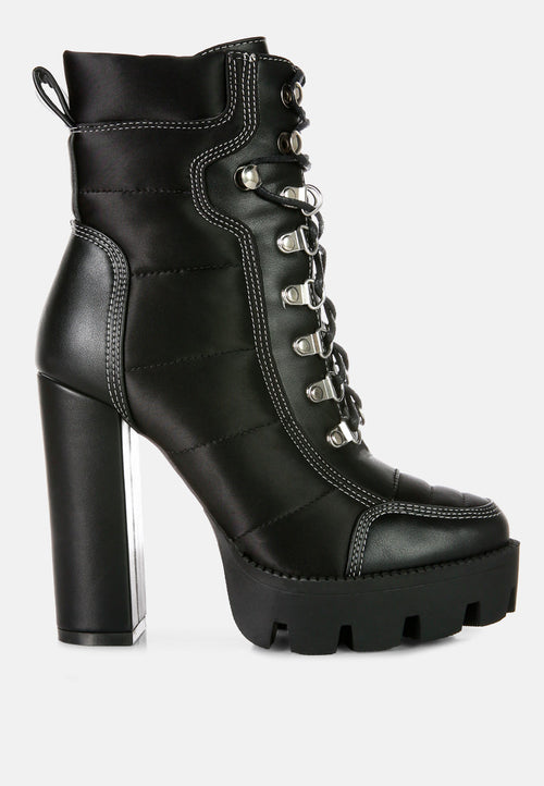 Scotch High Heel Quilted Satin Biker Boots London Rag