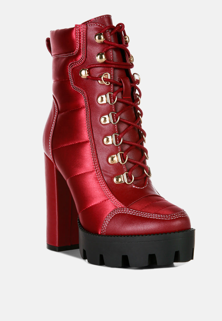 Scotch High Heel Quilted Satin Biker Boots London Rag