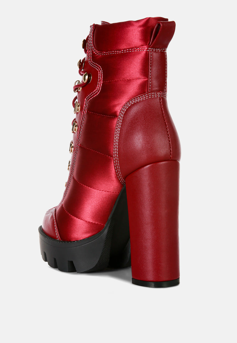Scotch High Heel Quilted Satin Biker Boots London Rag