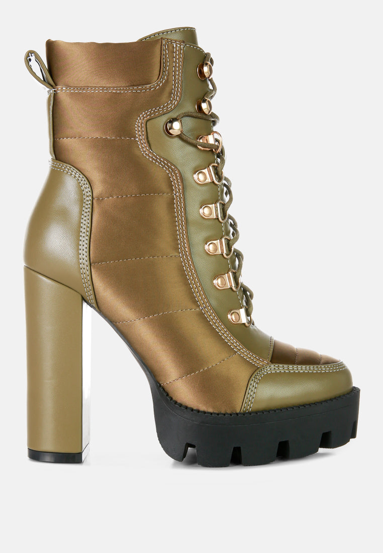 Scotch High Heel Quilted Satin Biker Boots London Rag