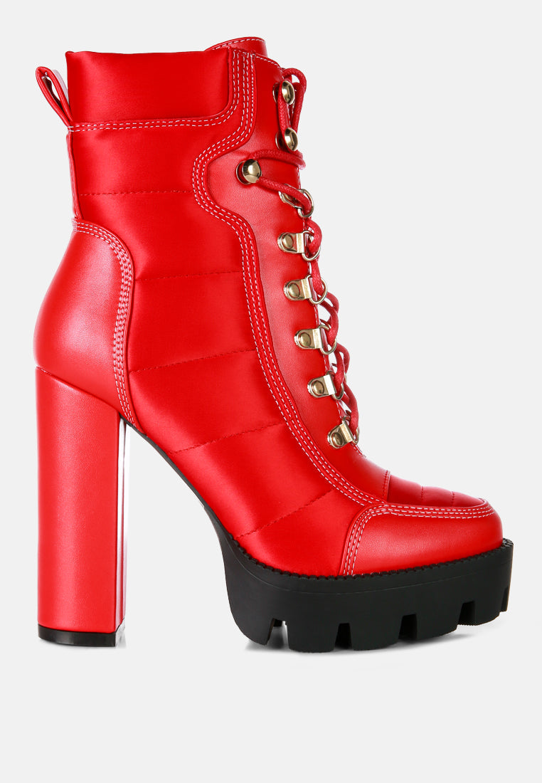 Scotch High Heel Quilted Satin Biker Boots London Rag