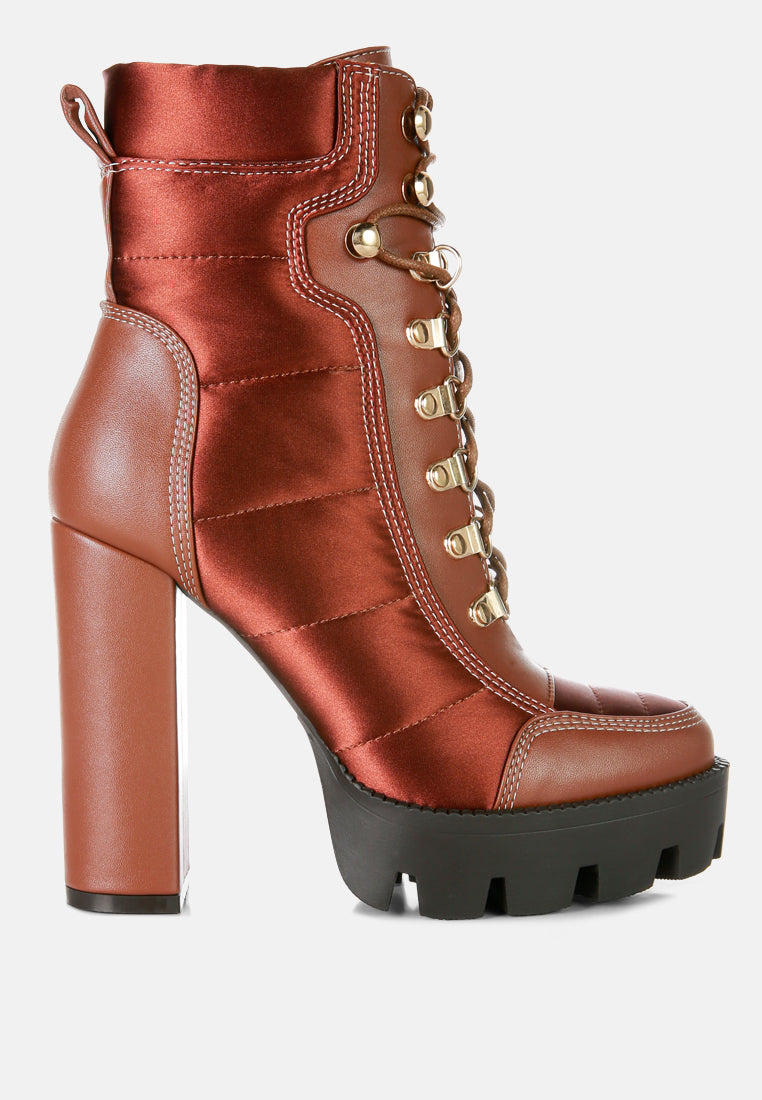 Scotch High Heel Quilted Satin Biker Boots London Rag