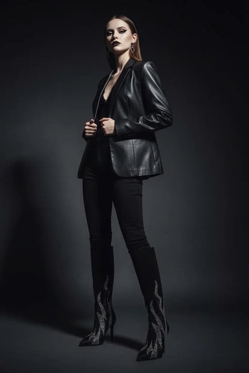 Silver Flame Boots Goth Outfit