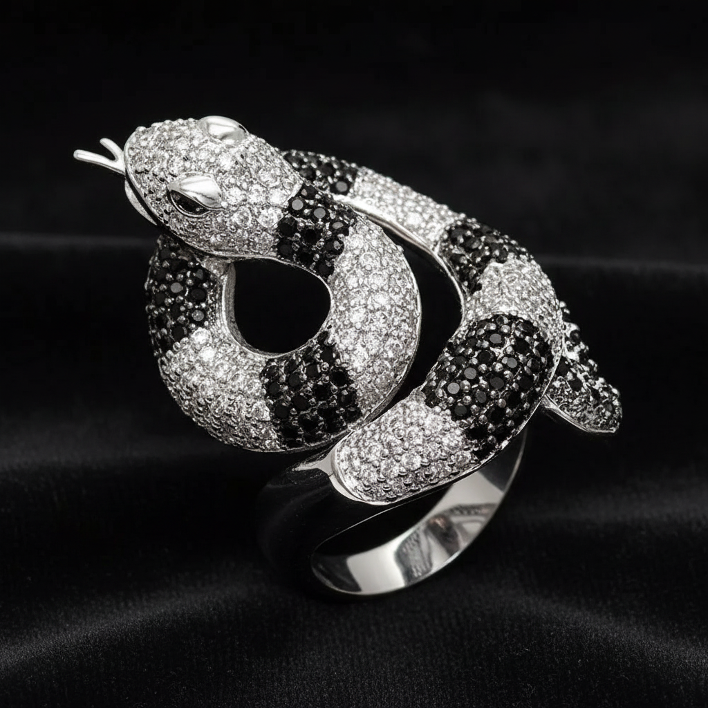 Snake ring on a velvet background