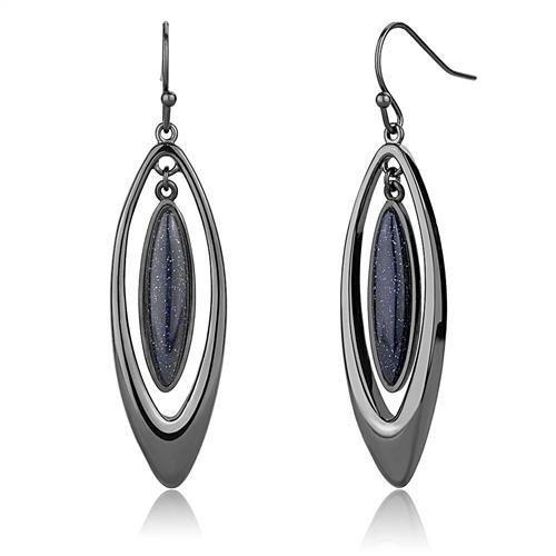 TK2577 - IP Light Black  (IP Gun) Stainless Steel Earrings with Blue Sand  in Montana Alamode