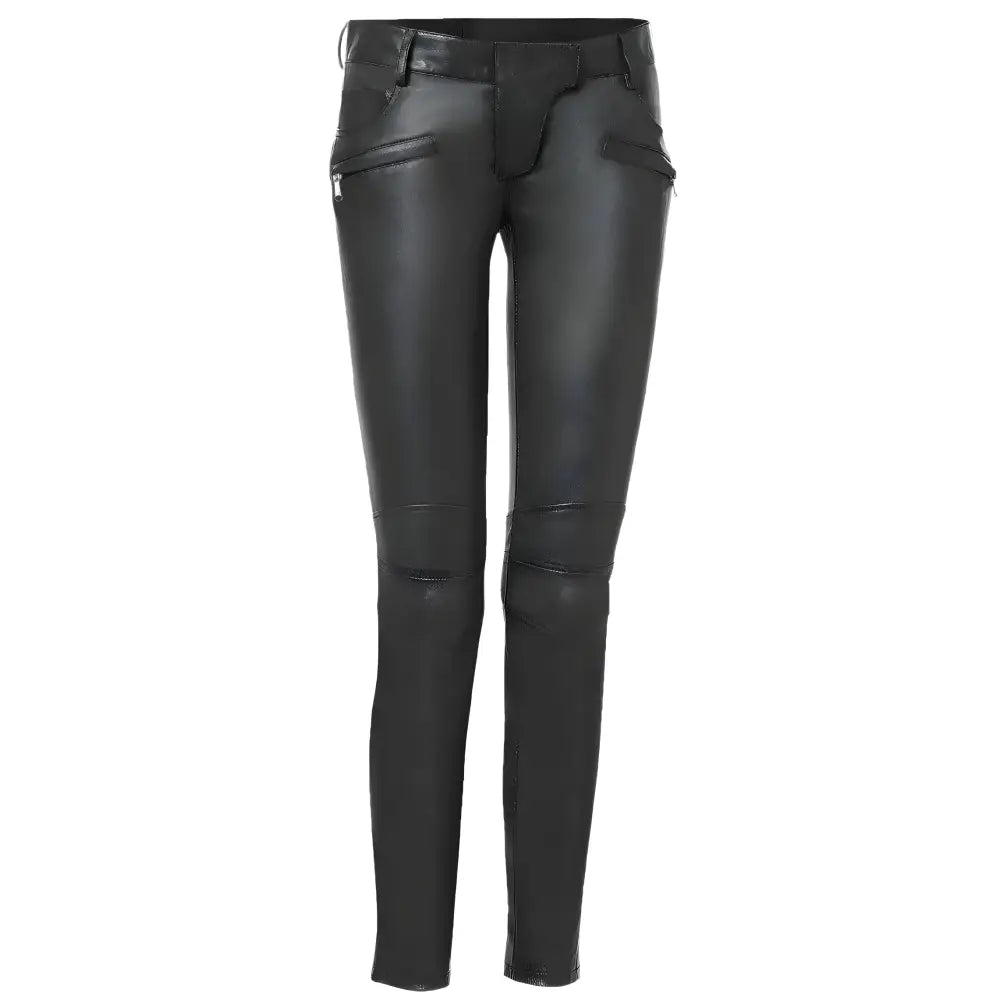 Women's Black Lambskin Leather Form-Fitting Pants – Gothic Luxury Style