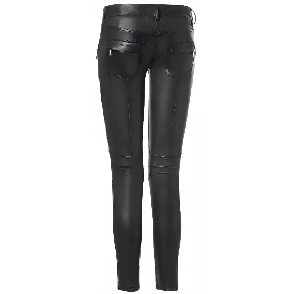 Women's Black Lambskin Leather Form-Fitting Pants – Gothic Luxury Style